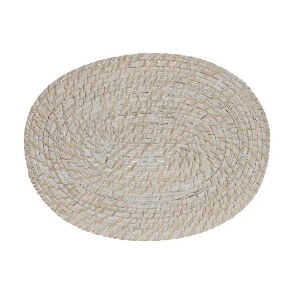 Trauku paliktnis Home ESPRIT Balts Dabisks Bambuss Rotangpalma 40 x 30 x 1 cm
