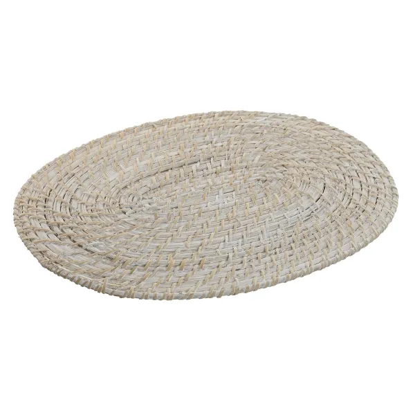 Trauku paliktnis Home ESPRIT Balts Dabisks Bambuss Rotangpalma 40 x 30 x 1 cm