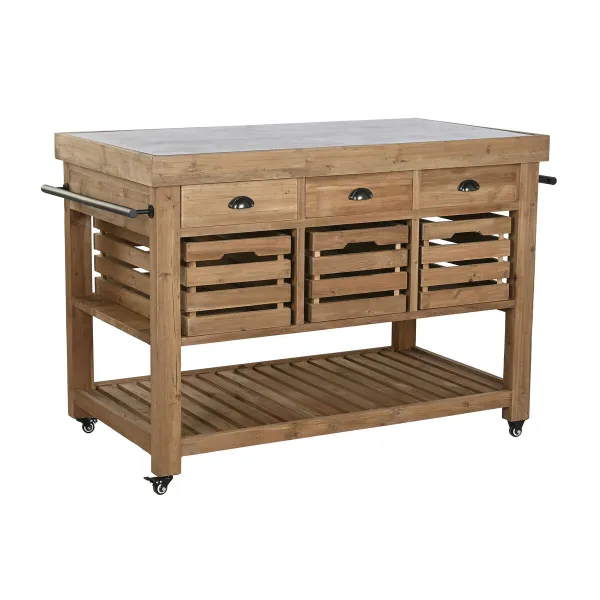 кухонный шкаф Home ESPRIT Чёрный Натуральный 142 x 75 x 96 cm