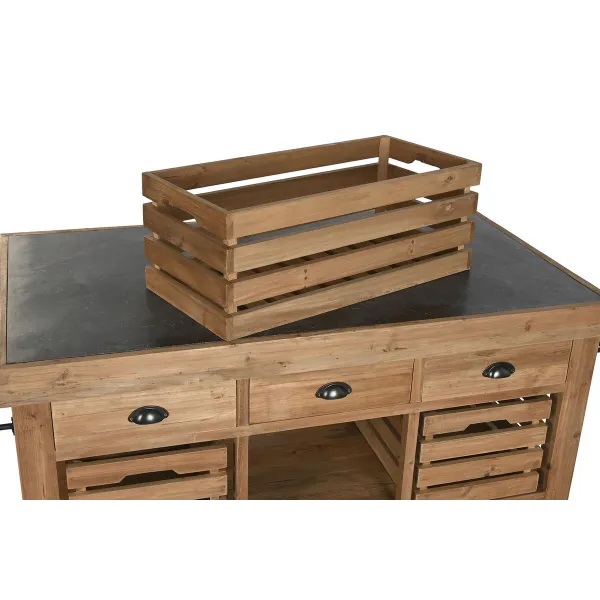 кухонный шкаф Home ESPRIT Чёрный Натуральный 142 x 75 x 96 cm