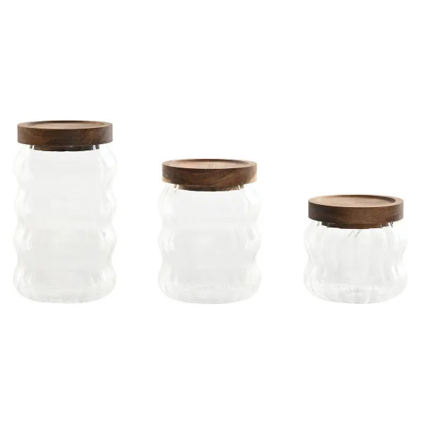 Набор из 3 банок Home ESPRIT Прозрачный Натуральный 550 ml 750 ml 3 Предметы