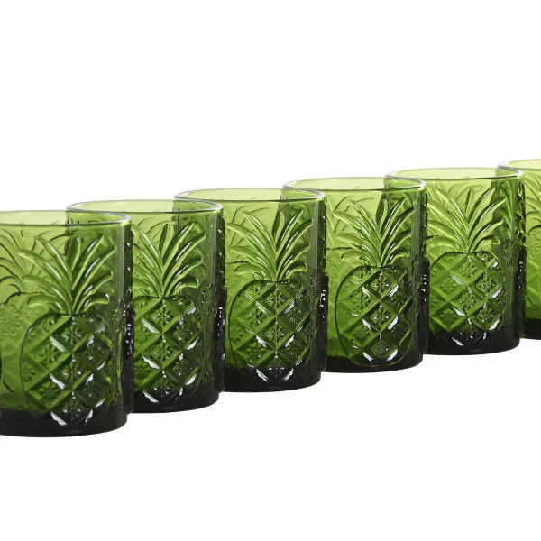 Набор стаканов Home ESPRIT Зеленый Стеклянный С облегчением 300 ml (6 штук)
