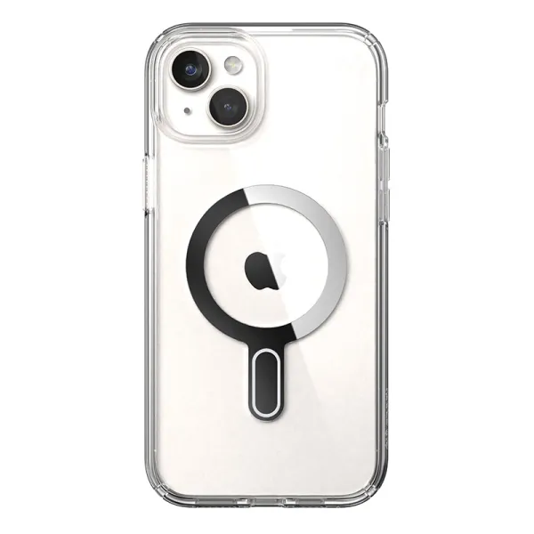 Speck Presidio Perfect-Clear ClickLock & Magsafe - iPhone 15 Plus / iPhone 14 Plus Case (Clear / Chrome Finish / Serene Silver)
