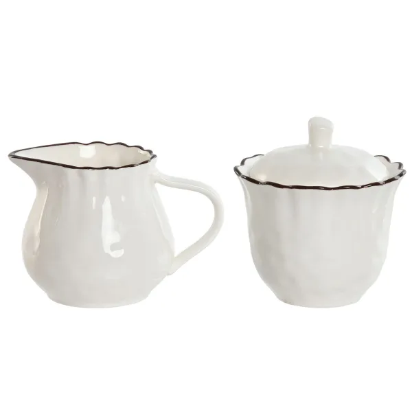 Молочник и сахарница Home ESPRIT Белый Коричневый Фарфор 250 ml 12 x 8,4 x 8 cm 2 Предметы