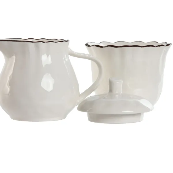Maitokannu ja sokerikulho Home ESPRIT Valkoinen Ruskea Posliini 250 ml 12 x 8,4 x 8 cm 2 Kappaletta