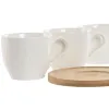 Набор из 6 чашек с блюдом Home ESPRIT Белый Натуральный Бамбук Фарфор 220 ml