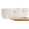Setti 6 kuppia lautasilla Home ESPRIT Valkoinen Luonnollinen Bambu Posliini 220 ml
