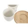6 puodelių rinkinys su lėkštute Home ESPRIT Balta Natūralus Bambukas Porcelianas 220 ml