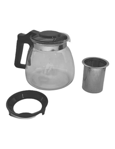 Teapot Black Transparent Silver Glass Plastic 900 ml