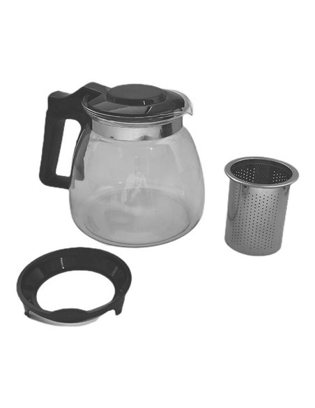 Teapot Black Transparent Silver Glass Plastic 900 ml