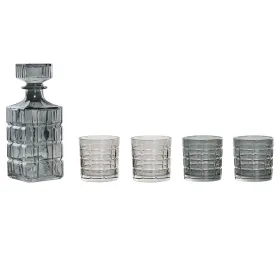 Lasien ja pullon setti Home ESPRIT Harmaa Kristalli Kaupunki 900 ml