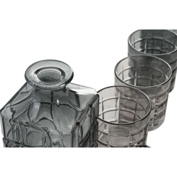 Lasien ja pullon setti Home ESPRIT Harmaa Kristalli Kaupunki 900 ml