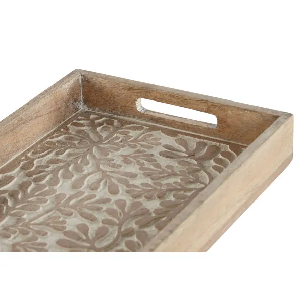 Padėklų rinkinys Home ESPRIT Balta Natūralus Mango mediena Medžio MDF 44 x 29 x 5 cm (2 vnt.)