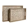 Paplāšu Komplekts Home ESPRIT Balts Dabisks Mango koks Koks MDF 44 x 29 x 5 cm (2 gb.)