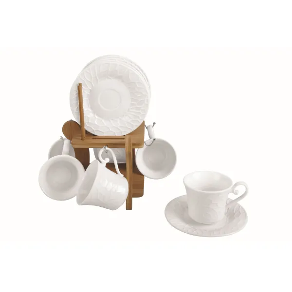 Komplekts ar kafijas tasēm Home ESPRIT Balts Bambuss Porcelāns 90 ml