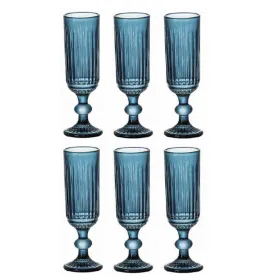 Setti laseja Home ESPRIT Sininen Kristalli 160 ml (6 osaa)