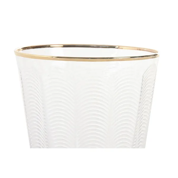 Set of glasses Home ESPRIT Transparent Golden Crystal With relief 350 ml (6 Units)