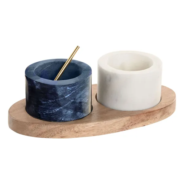 Sālnīcas un Piparnīcas Home ESPRIT Balts Melns Dabisks Nerūsējošais tērauds Akācija 20 X 10 X 7,6 CM