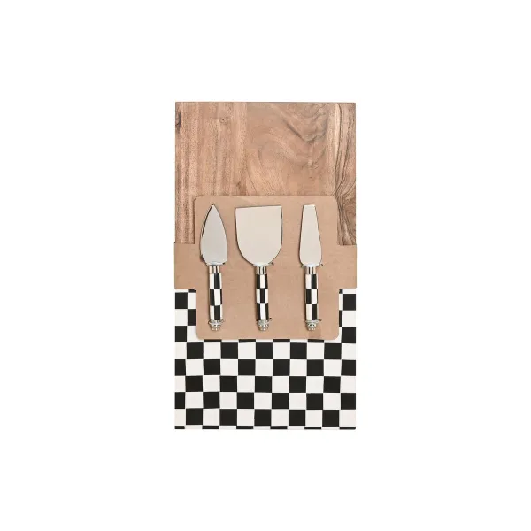 Разделочная доска Home ESPRIT Белый Чёрный Натуральный современный 20 X 38 X 1,5 CM (4 Предметы)