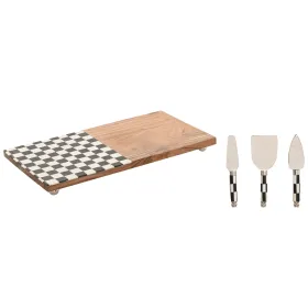 Leikkuulauta Home ESPRIT Valkoinen Musta Luonnollinen Moderni 20 X 38 X 1,5 CM (4 Kappaletta)