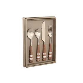 Stalo įrankiai Home ESPRIT Balta Sidabras Natūralus Nerūdijantis plienas Akacija 4,5 X 2 X 21 CM 16 Dalys