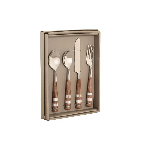 Stalo įrankiai Home ESPRIT Balta Sidabras Natūralus Nerūdijantis plienas Akacija 4,5 X 2 X 21 CM 16 Dalys