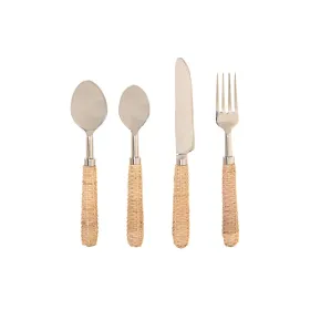 Stalo įrankiai Home ESPRIT Sidabras Natūralus Nerūdijantis plienas Rotangas 4,5 X 2 X 21 CM 16 Dalys