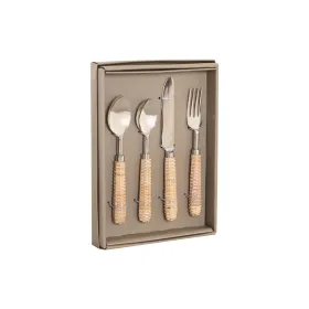 Stalo įrankiai Home ESPRIT Sidabras Natūralus Nerūdijantis plienas Rotangas 4,5 X 2 X 21 CM 16 Dalys