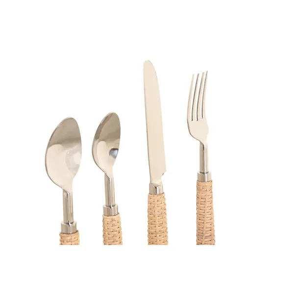 Stalo įrankiai Home ESPRIT Sidabras Natūralus Nerūdijantis plienas Rotangas 4,5 X 2 X 21 CM 16 Dalys