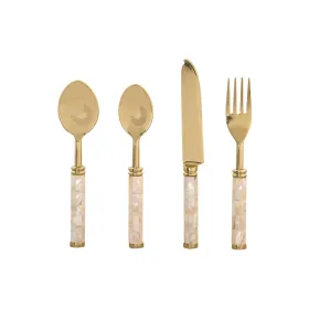 Stalo įrankiai Home ESPRIT Balta Auksinis Nerūdijantis plienas Perlamutras 4,5 X 2 X 21 CM 16 Dalys