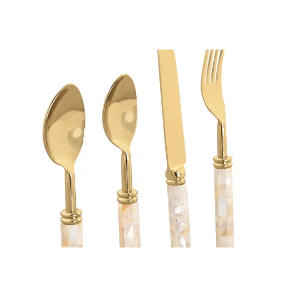 Stalo įrankiai Home ESPRIT Balta Auksinis Nerūdijantis plienas Perlamutras 4,5 X 2 X 21 CM 16 Dalys