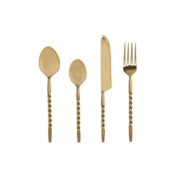 Столовые приборы Home ESPRIT Позолоченный Нержавеющая сталь 4,5 X 2 X 21 CM 16 Предметы
