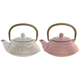 Teekannu Home ESPRIT Valkoinen Pinkki Ruostumaton teräs Rauta 400 ml (2 osaa)