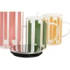 Jug and glasses set Home ESPRIT Yellow Green Coral Stainless steel Crystal Stripes Modern