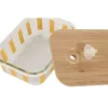 Lunch box Home ESPRIT Yellow Green Coral Crystal Borosilicate Glass Stripes Modern 1 L 660 ml