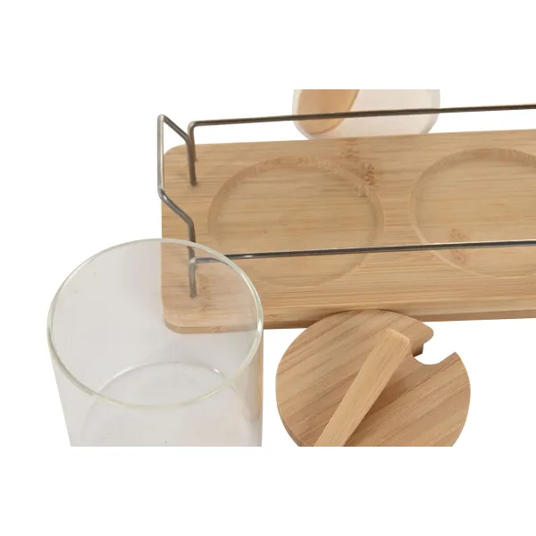 Сахарница Home ESPRIT Натуральный Бамбук Стеклянный 21,5 X 10,5 X 10 CM 2 Предметы