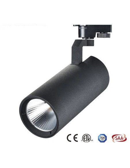 35W 3500lm 3000K 3-phase COB LED Track Light BLACK