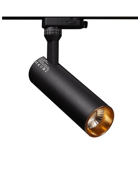 Track light 8w .Black ,3000K ,90Ra ,36D ,with gold ring