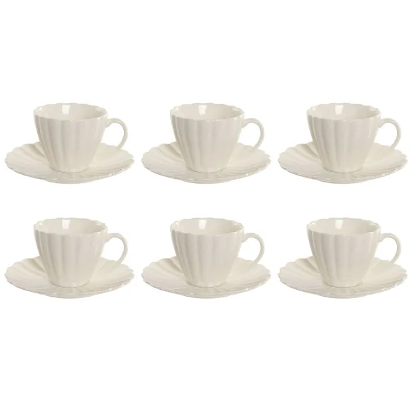 Набор из 6 чашек с блюдом Home ESPRIT Белый Фарфор 150 ml
