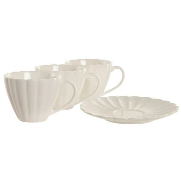 Набор из 6 чашек с блюдом Home ESPRIT Белый Фарфор 150 ml