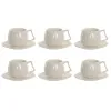 Setti 6 kuppia lautasilla Home ESPRIT Valkoinen Posliini 120 ml