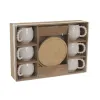 Set of 6 Cups with Plate Home ESPRIT White Bamboo Porcelain 150 ml