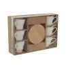 Set of 6 Cups with Plate Home ESPRIT White Bamboo Porcelain 90 ml