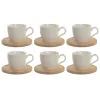 6 puodelių rinkinys su lėkštute Home ESPRIT Balta Bambukas Porcelianas 90 ml