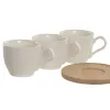 6 puodelių rinkinys su lėkštute Home ESPRIT Balta Bambukas Porcelianas 90 ml