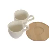 6 puodelių rinkinys su lėkštute Home ESPRIT Balta Bambukas Porcelianas 90 ml