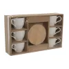 Set of 6 Cups with Plate Home ESPRIT White Bamboo Porcelain 90 ml