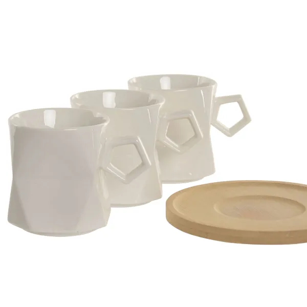 6 puodelių rinkinys su lėkštute Home ESPRIT Balta Porcelianas 180 ml