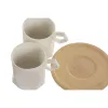 Setti 6 kuppia lautasilla Home ESPRIT Valkoinen Posliini 180 ml