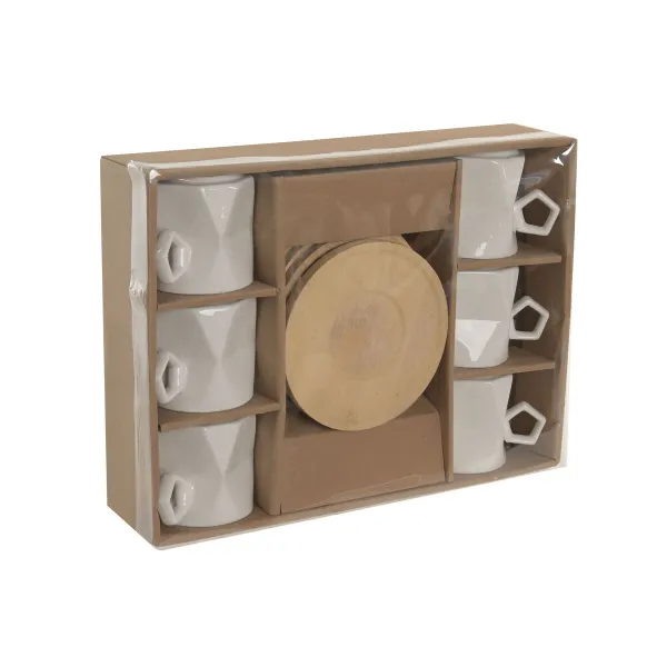 6 puodelių rinkinys su lėkštute Home ESPRIT Balta Porcelianas 180 ml